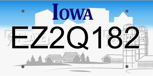 EZ2Q182 Iowa License Plate