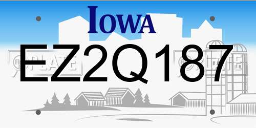 EZ2Q187 Iowa License Plate