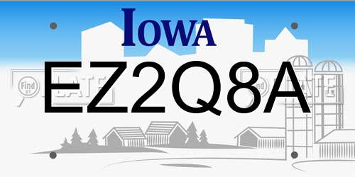 EZ2Q8A Iowa License Plate