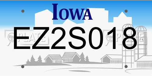 EZ2S018 Iowa License Plate