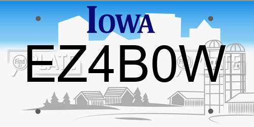 EZ4B0W Iowa License Plate
