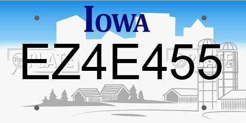 EZ4E455 Iowa License Plate