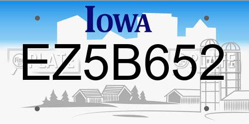 EZ5B652 Iowa License Plate
