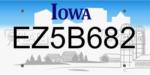EZ5B682 Iowa License Plate