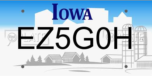 EZ5G0H Iowa License Plate