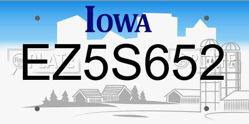EZ5S652 Iowa License Plate