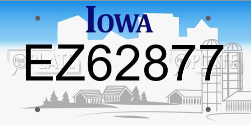 EZ62877 Iowa License Plate