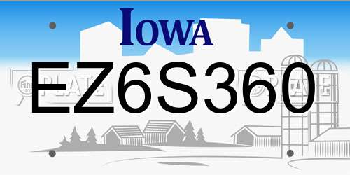 EZ6S360 Iowa License Plate