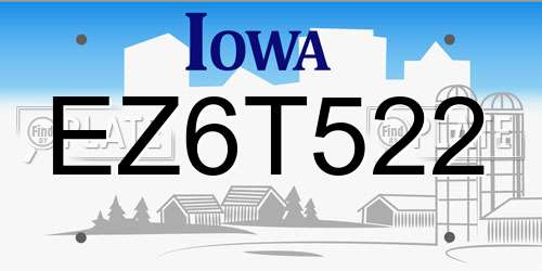 EZ6T522 Iowa License Plate
