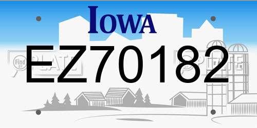 EZ70182 Iowa License Plate
