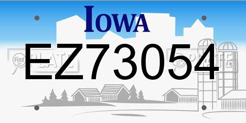 EZ73054 Iowa License Plate