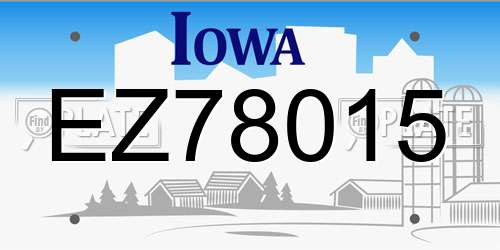 EZ78015 Iowa License Plate