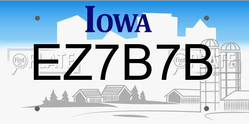 EZ7B7B Iowa License Plate