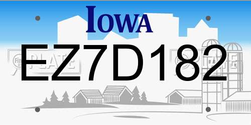 EZ7D182 Iowa License Plate