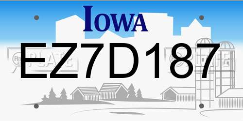 EZ7D187 Iowa License Plate