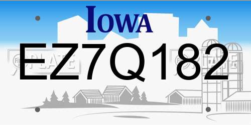 EZ7Q182 Iowa License Plate
