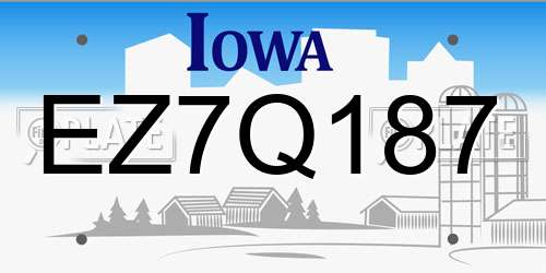 EZ7Q187 Iowa License Plate