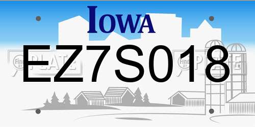 EZ7S018 Iowa License Plate