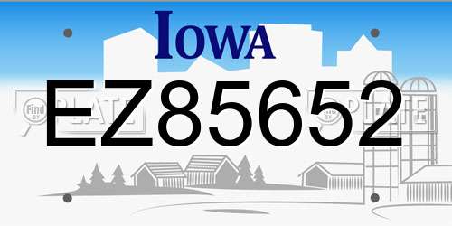 EZ85652 Iowa License Plate