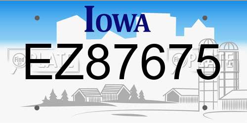 EZ87675 Iowa License Plate