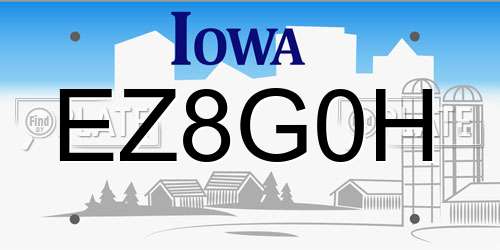 EZ8G0H Iowa License Plate