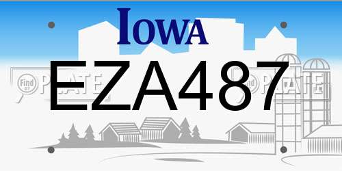 EZA487 Iowa License Plate