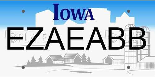 EZAEABB Iowa License Plate