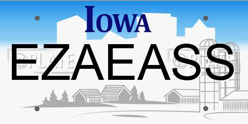 EZAEASS Iowa License Plate