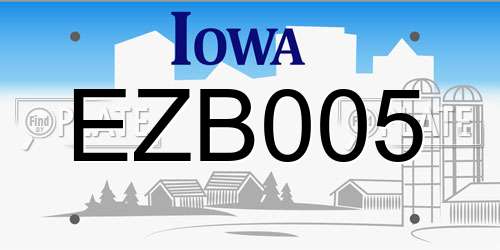 EZB005 Iowa License Plate
