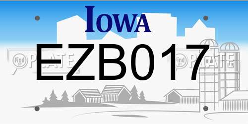 EZB017 Iowa License Plate