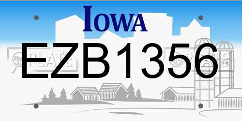 EZB1356 Iowa License Plate