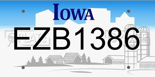 EZB1386 Iowa License Plate