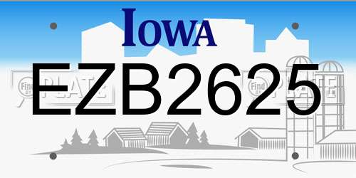 EZB2625 Iowa License Plate