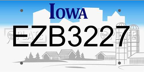 EZB3227 Iowa License Plate