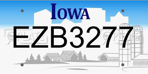 EZB3277 Iowa License Plate