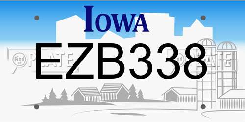 EZB338 Iowa License Plate