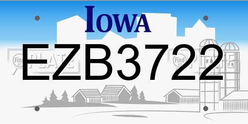 EZB3722 Iowa License Plate