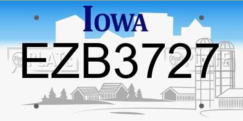 EZB3727 Iowa License Plate