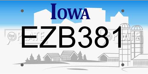 EZB381 Iowa License Plate
