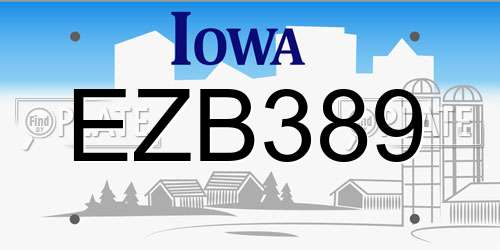 EZB389 Iowa License Plate