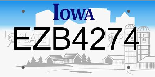EZB4274 Iowa License Plate