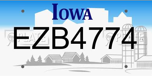 EZB4774 Iowa License Plate