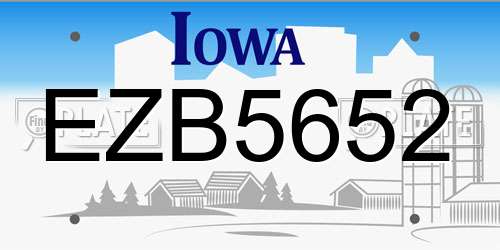 EZB5652 Iowa License Plate