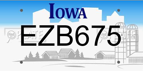 EZB675 Iowa License Plate
