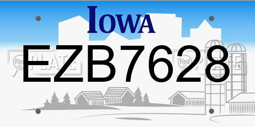 EZB7628 Iowa License Plate
