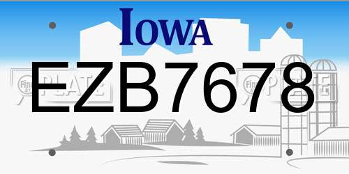 EZB7678 Iowa License Plate