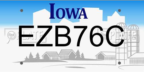 EZB76C Iowa License Plate