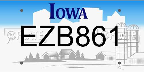 EZB861 Iowa License Plate
