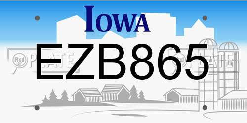 EZB865 Iowa License Plate
