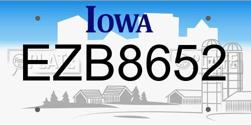 EZB8652 Iowa License Plate